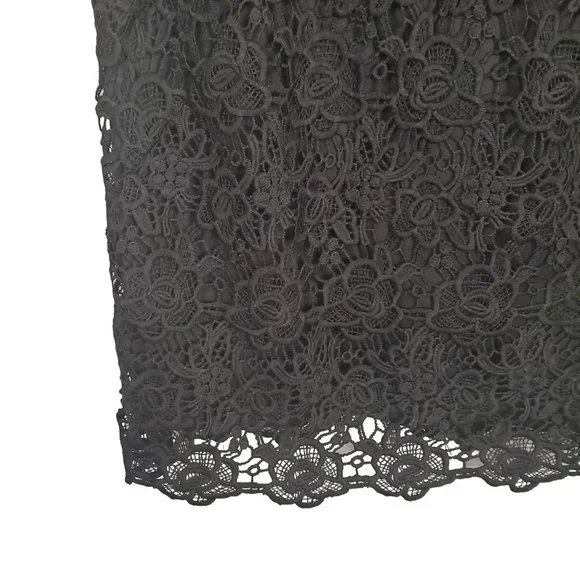 Nanette Lepore NWT Size L Top Blouse Floral Lace Overlay Sleeveless Lined Black - Picture 5 of 9